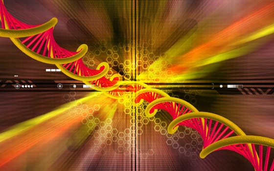Digital illustration DNA structure in colour background