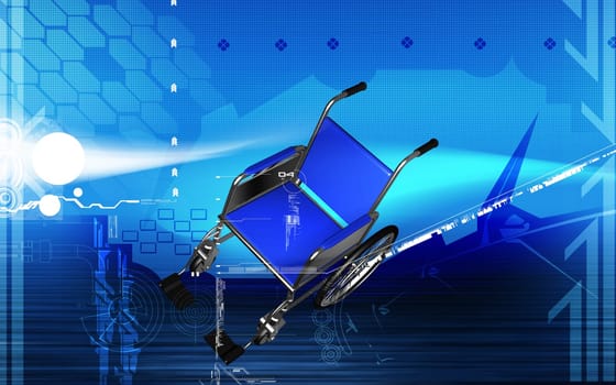 Digital Illustration of wheel chair in colour background