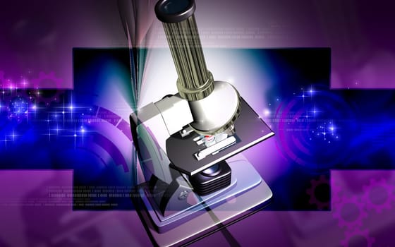 Digital illustration of microscope in colour background