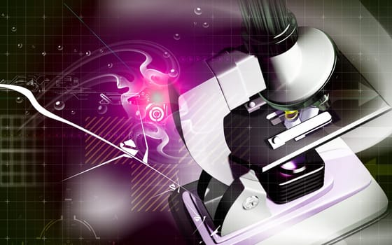 Digital illustration of microscope in colour background