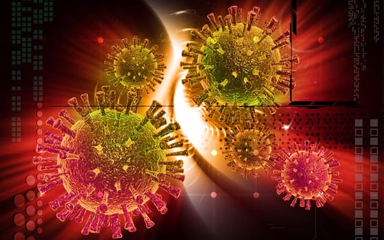 Digital illustration of avian virus in colour background