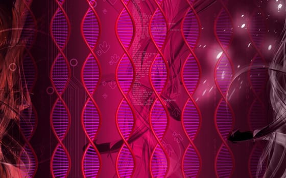 Digital illustration DNA structure in colour background