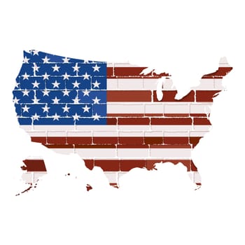 Stylized map and flag of USA
