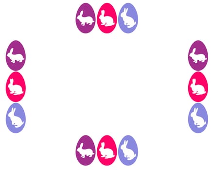 Card with Easter bunnies and Easter eggs
