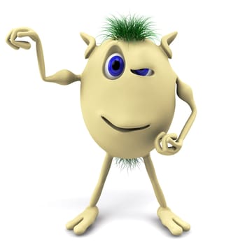3d strong character puppet on the white background