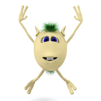 Excited 3D character puppet with arms up