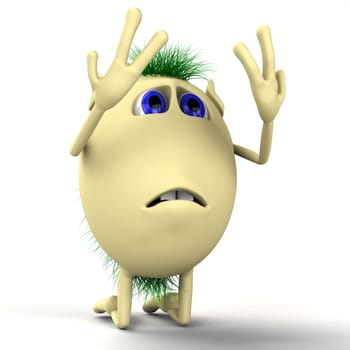 3D character puppet on his knees praying