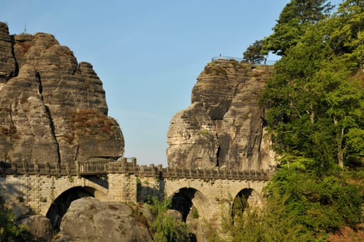 The Bastei Bridge in Saxon Switzerland near Rathen