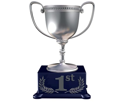 Illustration of a highly polished silver trophy for coming first
