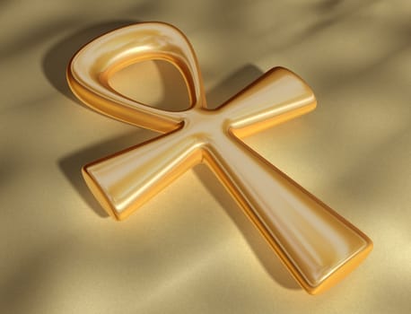 Original illustration of an ancient Egyptian Ankh lying in the sand
