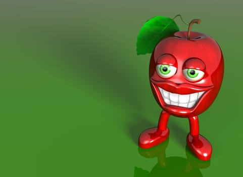 Illustration of a very healthy cartoon apple