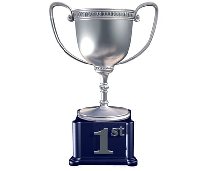 Illustration of a highly polished silver trophy for coming first
