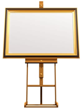 Illustration of a blanked framed picture resting on an artist easel