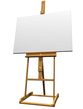 Isolated artist easel holding a blank canvas