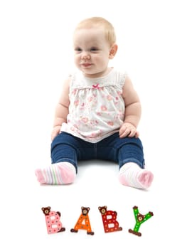 A baby isolated against a white background