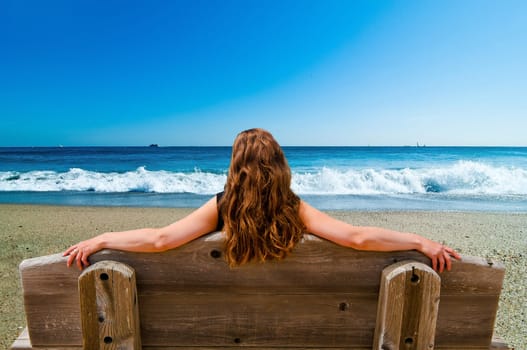 woman relaxing at the sea