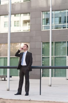 Young business man with a telephon