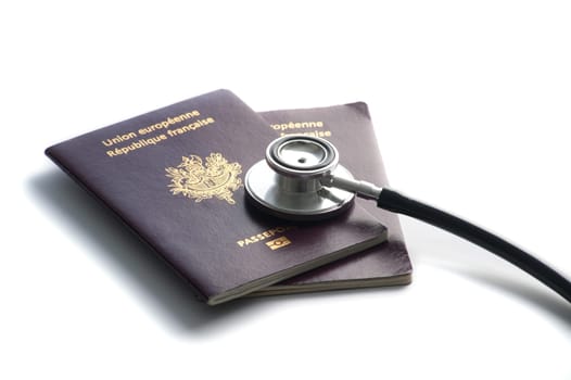 Stethoscop on passport
