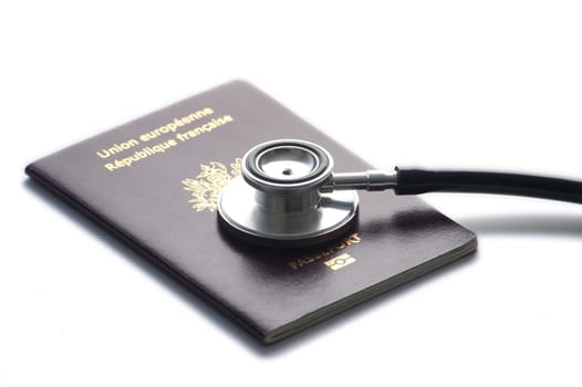 Stethoscop on passport