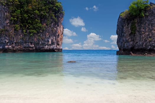 Beach in a lagoon,island of Thailand in beautiful weather