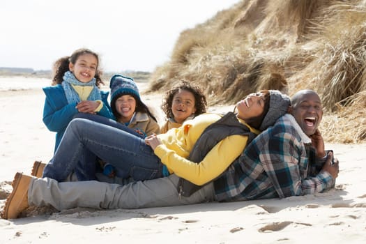 Black Family on a beach