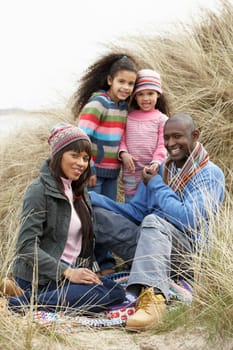 Black Family on a beach