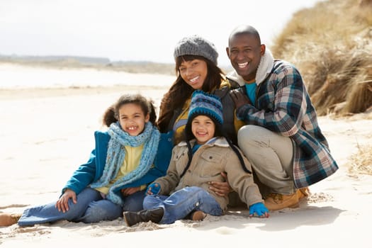 Black Family on a beach