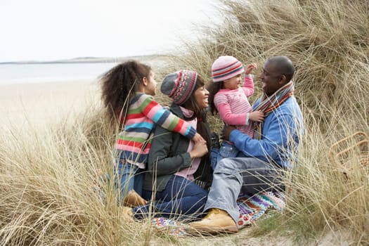 Black Family on a beach
