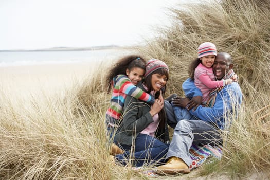 Black Family on a beach