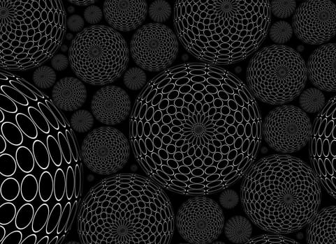 Illustration of abstract organic black and white spheres