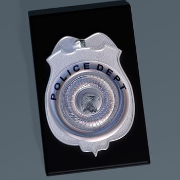 Detailed illustration of a police shield on a leather wallet
