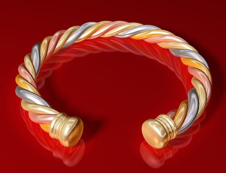 Original illustration of a gold twist bangle