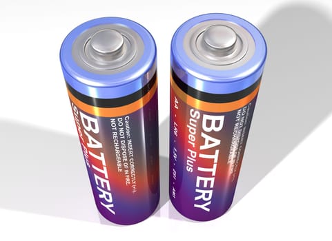 Illustration of two batteries standing upright together