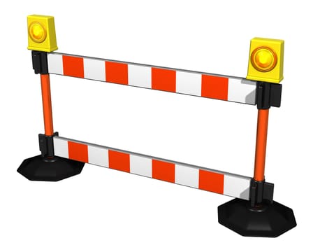 Isolated illustration of a striped construction barrier