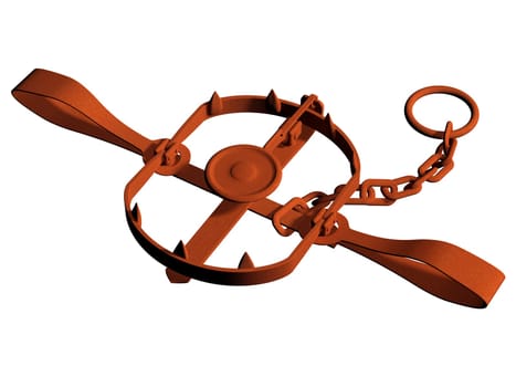 Rusty old forged antique hunter’s bear trap