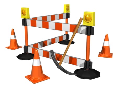 Isolated illustration of ongoing maintenance works