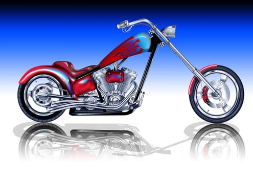 An illustration of a custom motorbike.