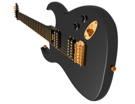 Isolated illustration of a black electric guitar