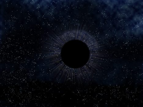 Illustration of a mysterious black hole in outer space