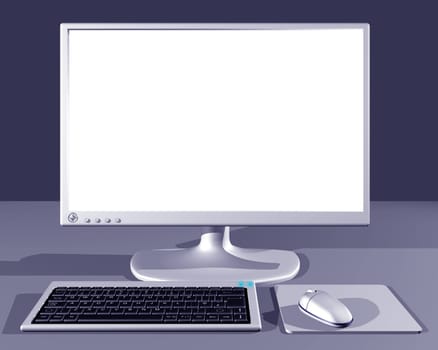 Illustration of Desktop computer with blank screen