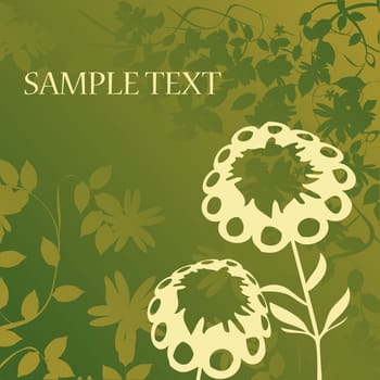 Spring background with flowers foliage and room for text