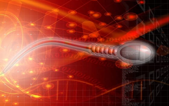 Digital illustration of sperm in colour background