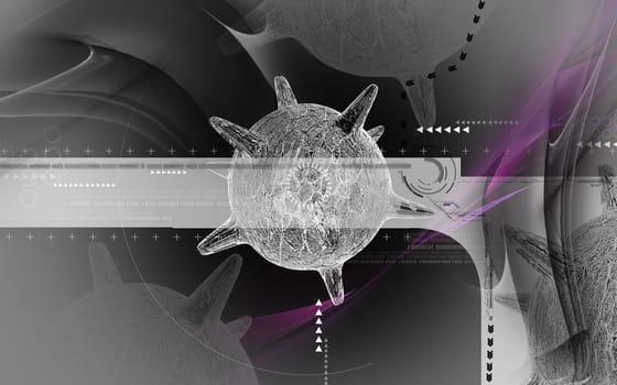 Digital illustration of herpes virus in colour background