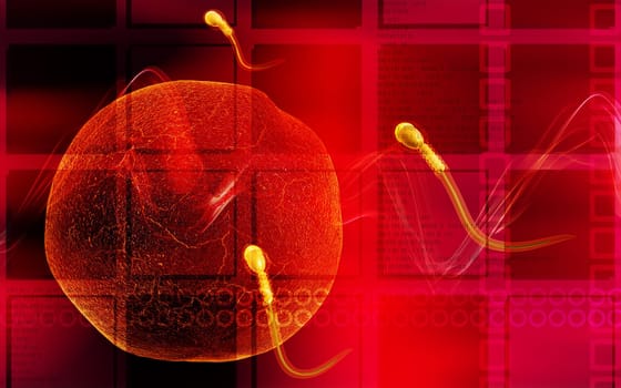 Digital illustration of sperm in colour background