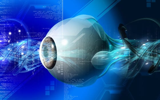 Digital illustration of eye in colour background