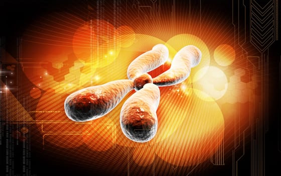 Digital illustration of chromosome in colour background
