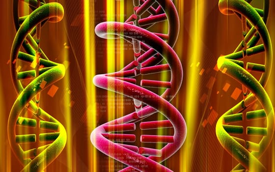 Digital illustration DNA structure in colour background
