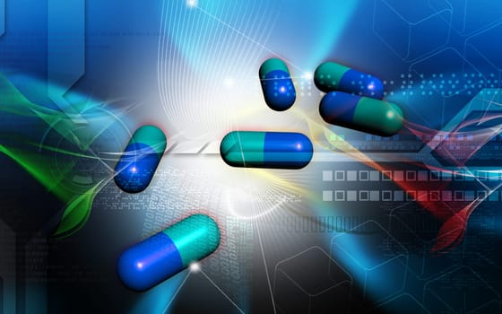 Digital illustration of capsule in colour background
