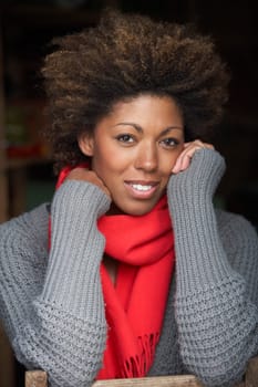 Portrait Of Beautiful Woman Wearing Scarf