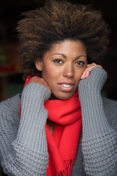 Portrait Of Beautiful Woman Wearing Scarf